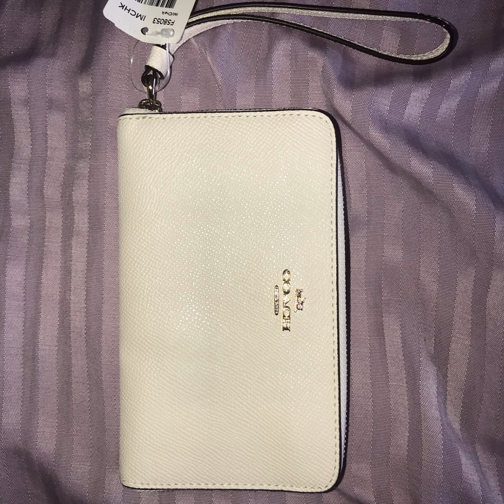 Coach white wrist wallet